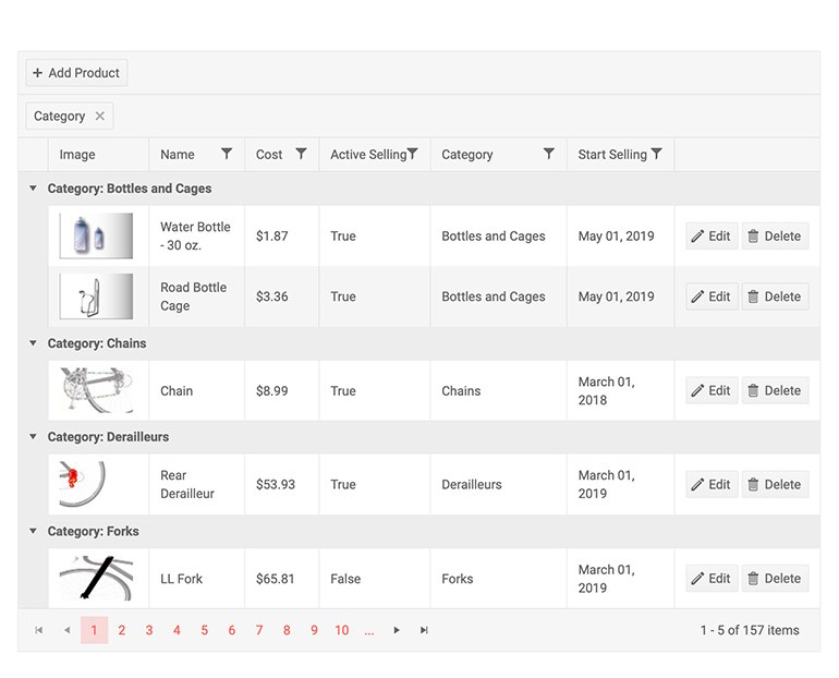 Telerik UI for Blazor Data Grid Component Visualization Example