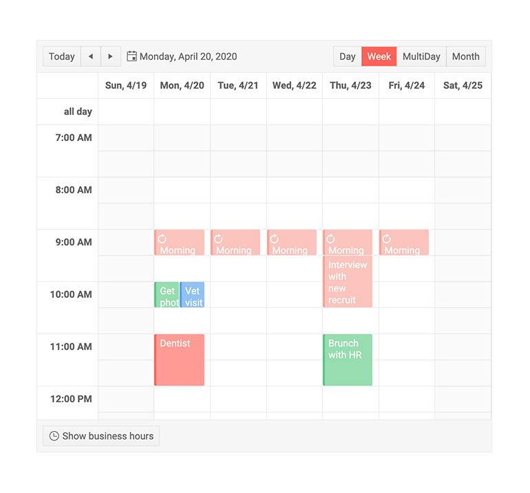 Telerik UI for Blazor Scheduler Component Example